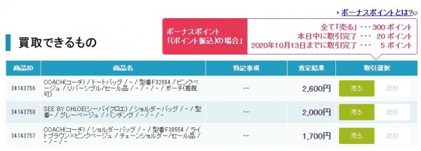 ブランディア査定額
