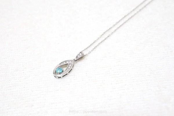 スパークルボックス(SparkleBox)のアクセサリー・ジュエリー:プラチナパライバトルマリンダイヤモンドペンダント(43cmスライド式チェーン)