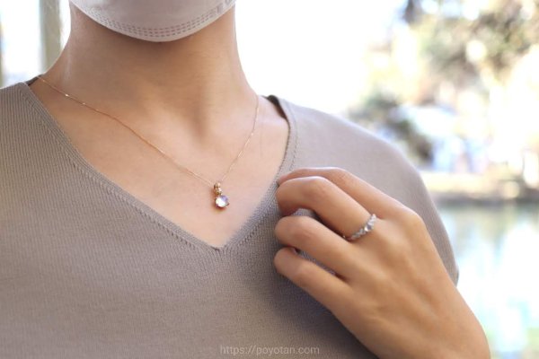 スパークルボックス(SparkleBox)：K18イエローゴールド ラブラドライト ダイヤモンドペンダント