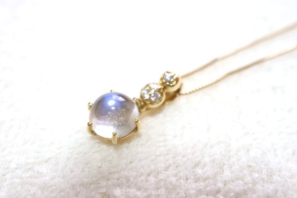 スパークルボックス(SparkleBox)：K18イエローゴールド ラブラドライト ダイヤモンドペンダント