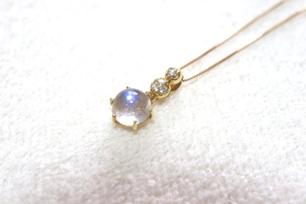 スパークルボックス(SparkleBox)：K18イエローゴールド ラブラドライト ダイヤモンドペンダント