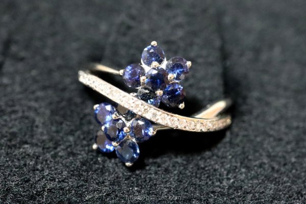 スパークルボックス(SparkleBox)：プラチナサファイヤフラワーダイヤモンドリング(12号)