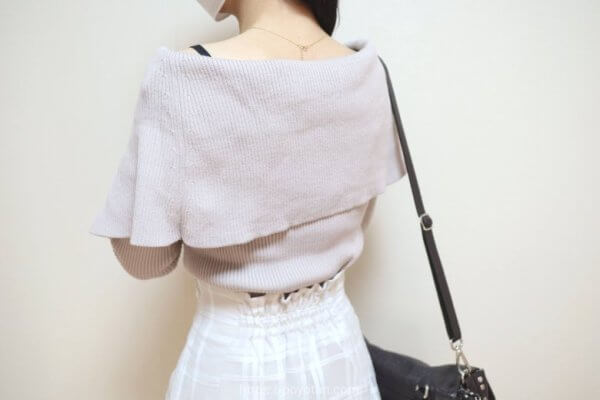 GRL:ビッグカラーオフショルダーニットトップス[dr616]