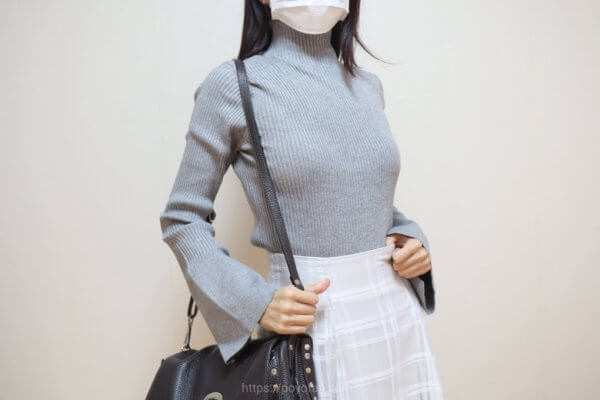 GRL：ハイネックスリットスリーブリブニットトップス[k9221d]