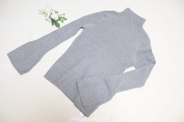 GRL：ハイネックスリットスリーブリブニットトップス[k9221d]