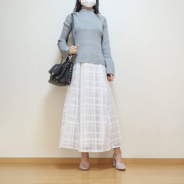 GRL：ハイネックスリットスリーブリブニットトップス[k9221d]