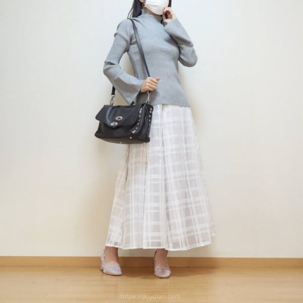 GRL：ハイネックスリットスリーブリブニットトップス[k9221d]