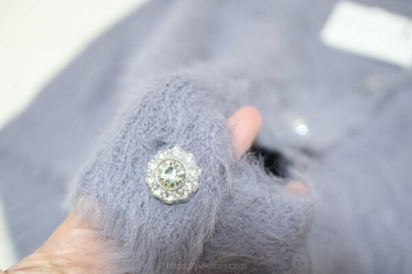 GRL:ビジューボタンフェザーニットカーディガン[kz278]