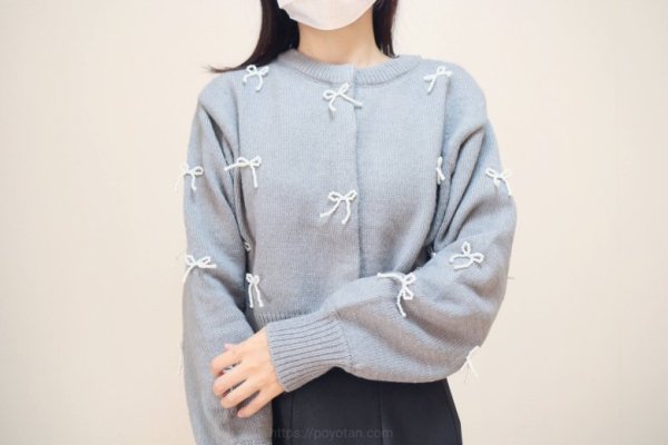 GRL：パールリボンニットカーディガン[tu1040]