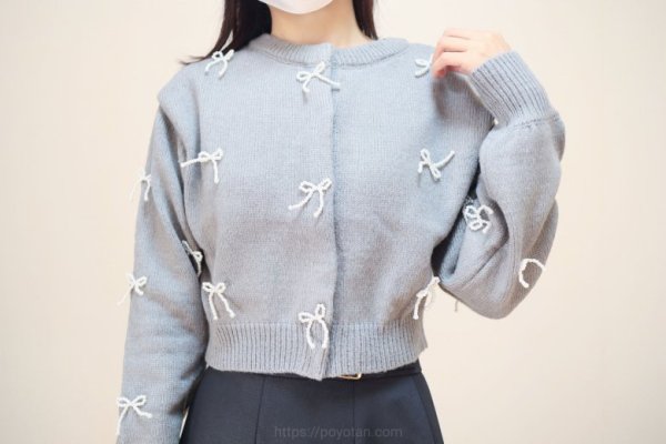 GRL：パールリボンニットカーディガン[tu1040]
